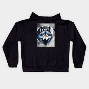 Timber Wolf in Watercolor and Charcoal Kids Hoodie